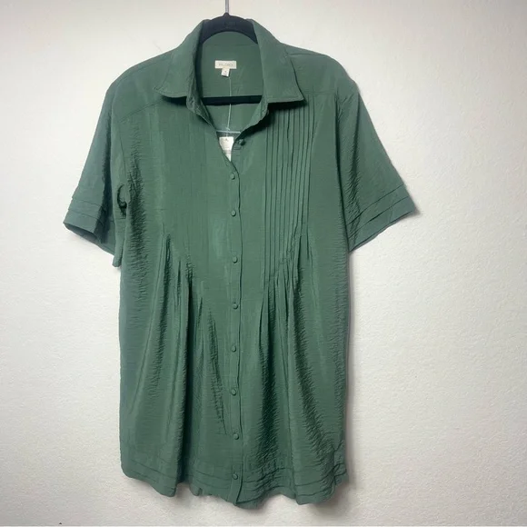 Pilcro Short-Sleeve Pintuck
Tunic Shirt Dress Olive Green Size M NWT - Picture 8 of 15